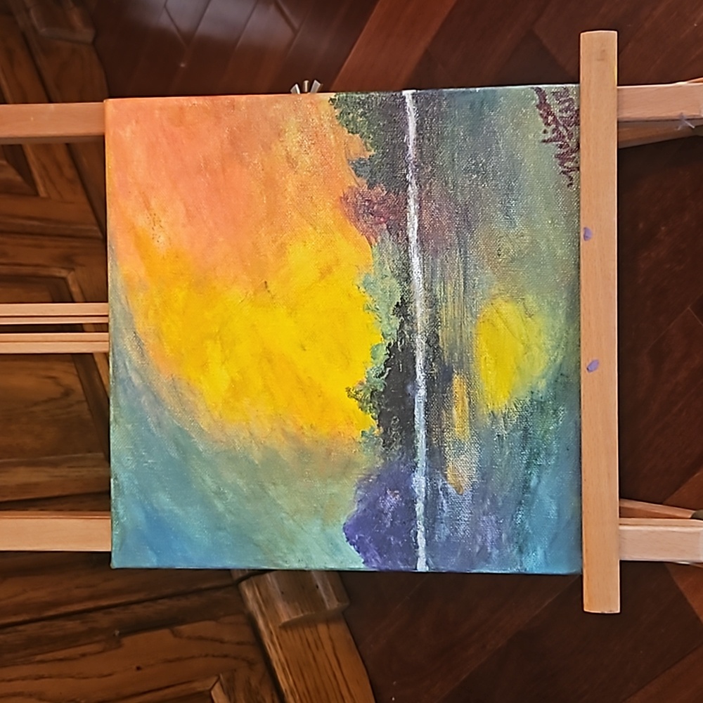 "Dancer in the Sky by the Lake" 10x10 Handmade by Melz504 Acrylic on Canvas